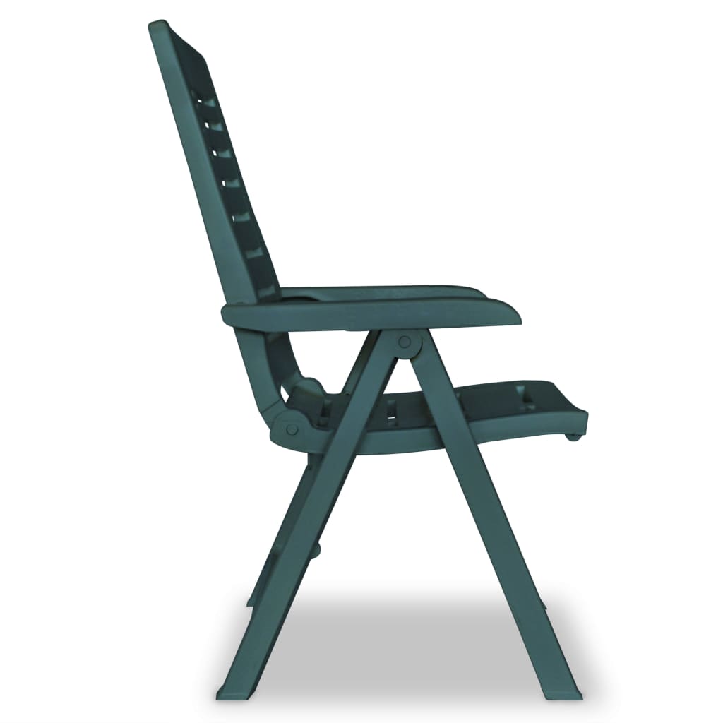 6-Piece Green Plastic Reclining Garden Chairs Set