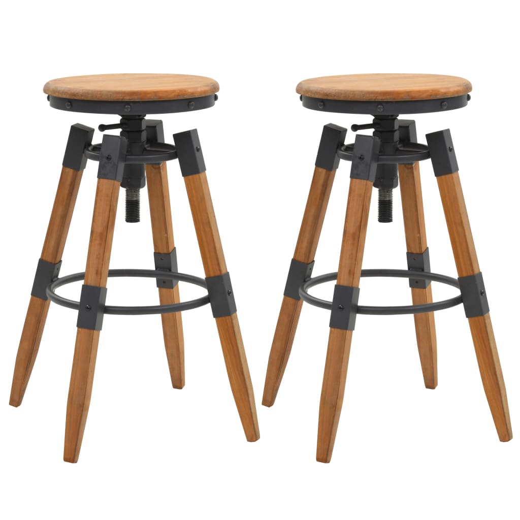 Solid Fir Wood Bar Stools - Set of 2, Timeless Elegance