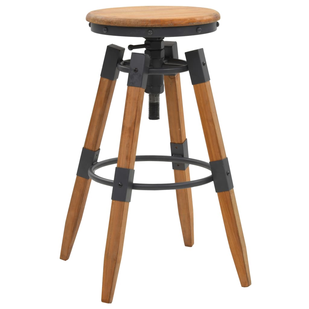 Solid Fir Wood Bar Stools - Set of 2, Timeless Elegance