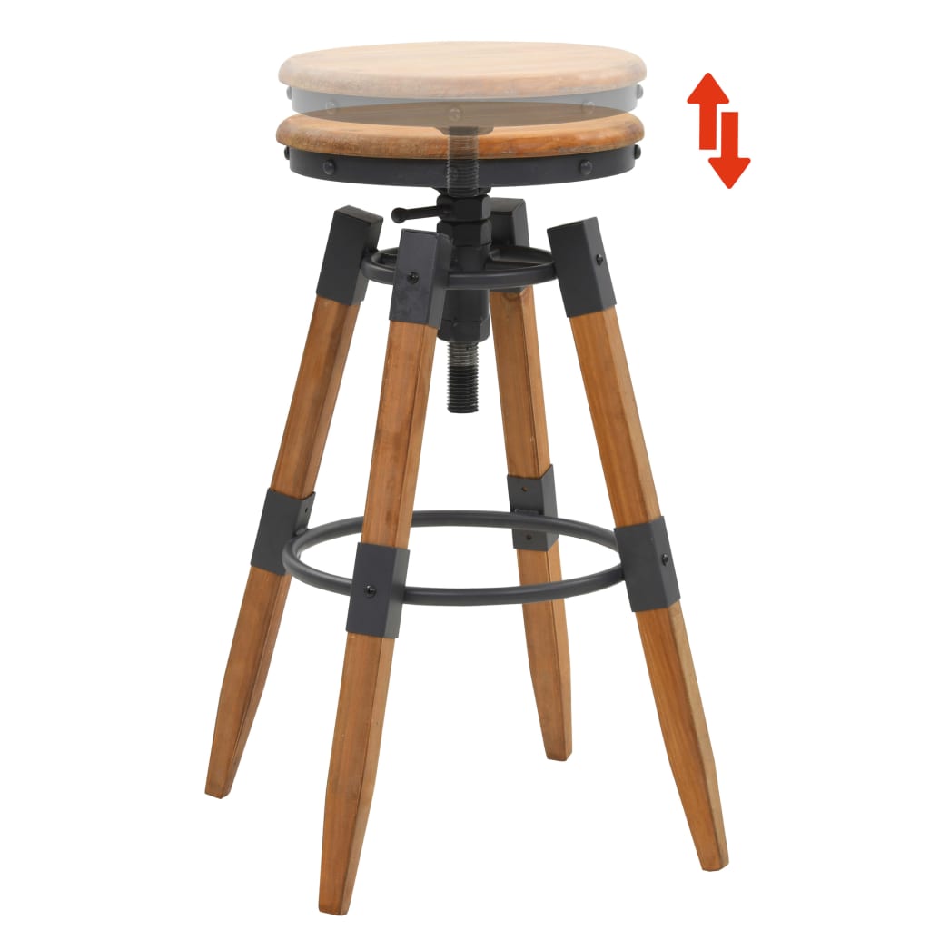 Solid Fir Wood Bar Stools - Set of 2, Timeless Elegance