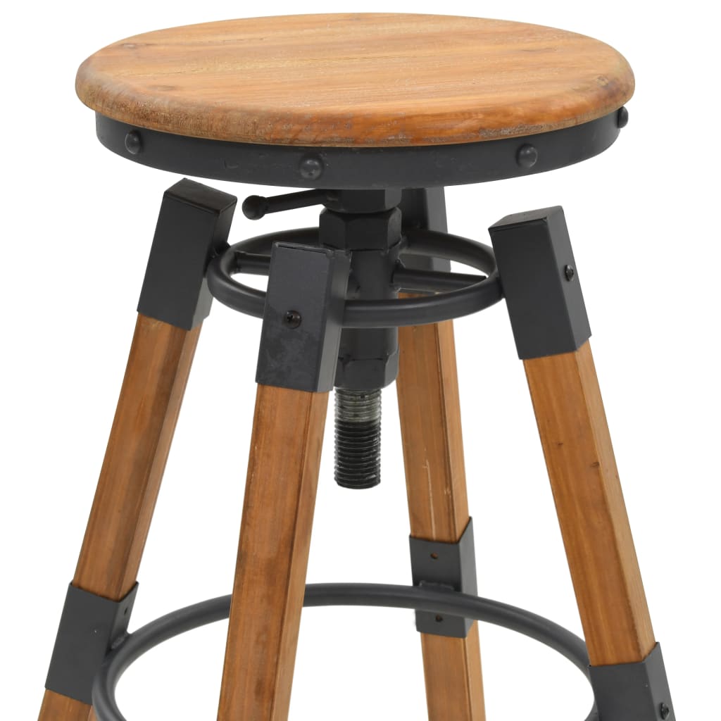 Solid Fir Wood Bar Stools - Set of 2, Timeless Elegance