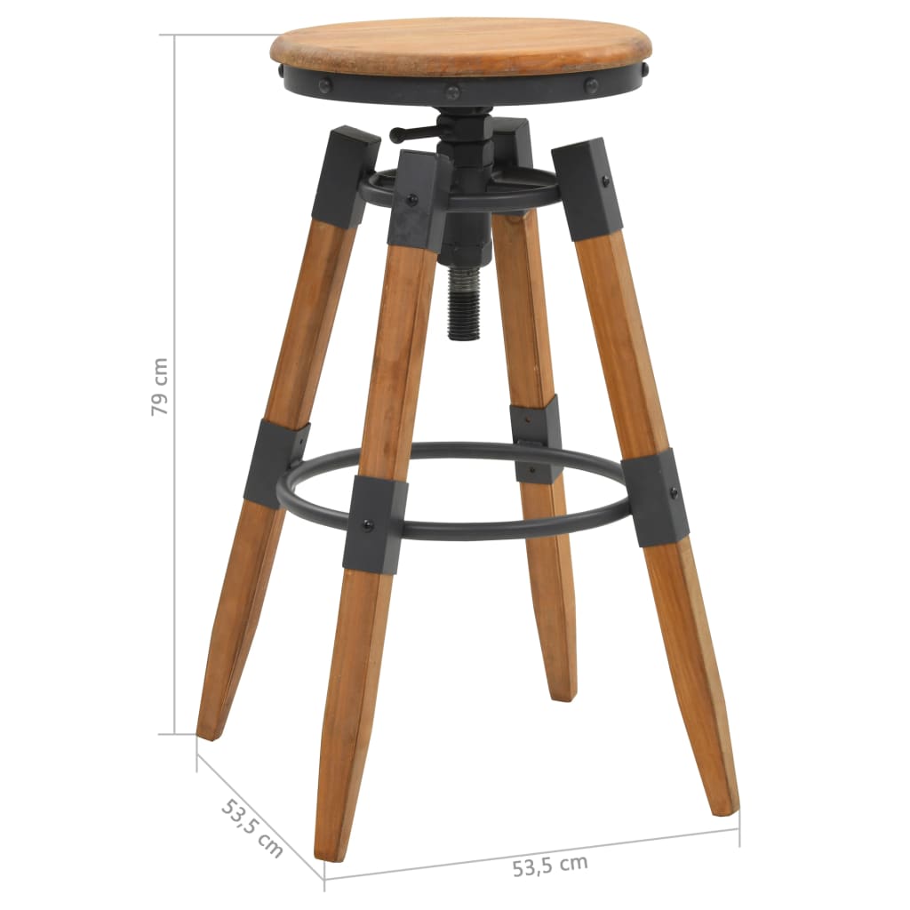 Solid Fir Wood Bar Stools - Set of 2, Timeless Elegance