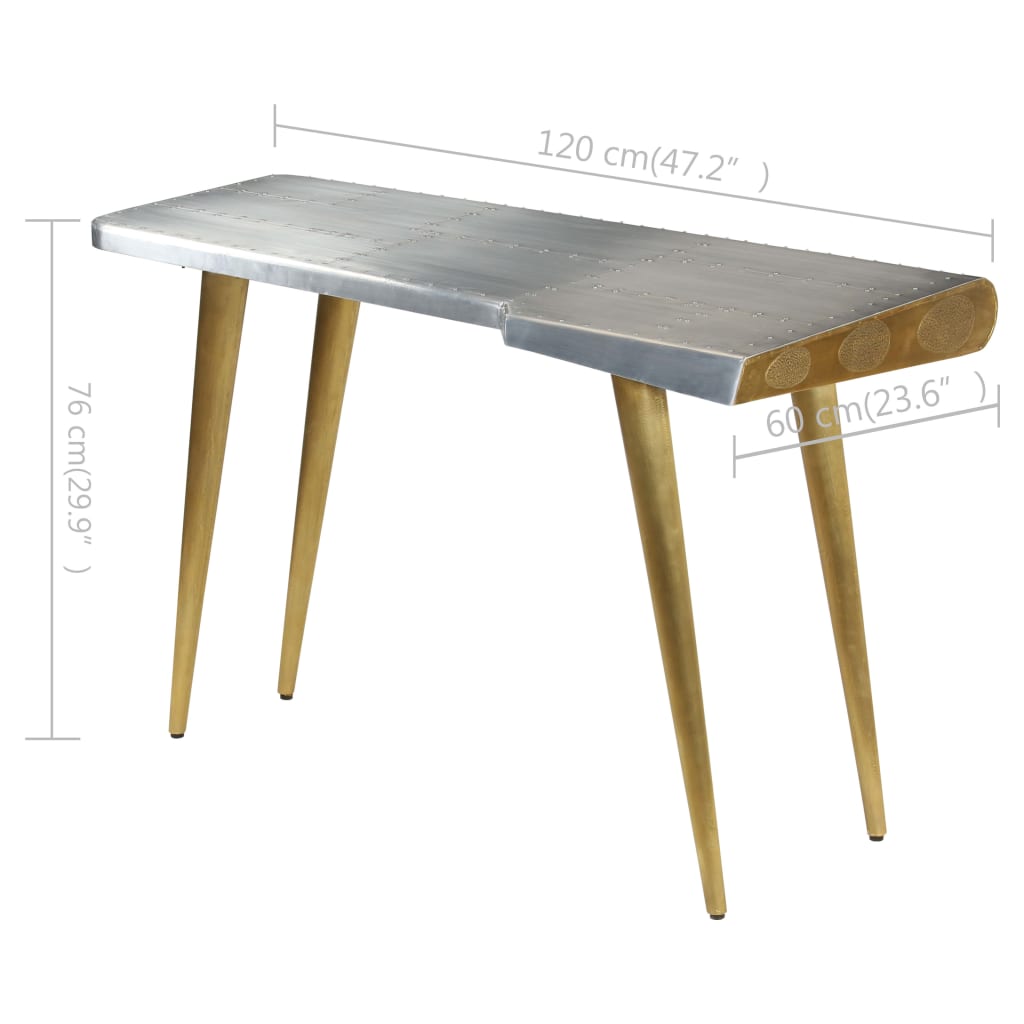 Vintage Aviator Writing Desk - Aircraft Style, 120x60x76 cm, Aluminum