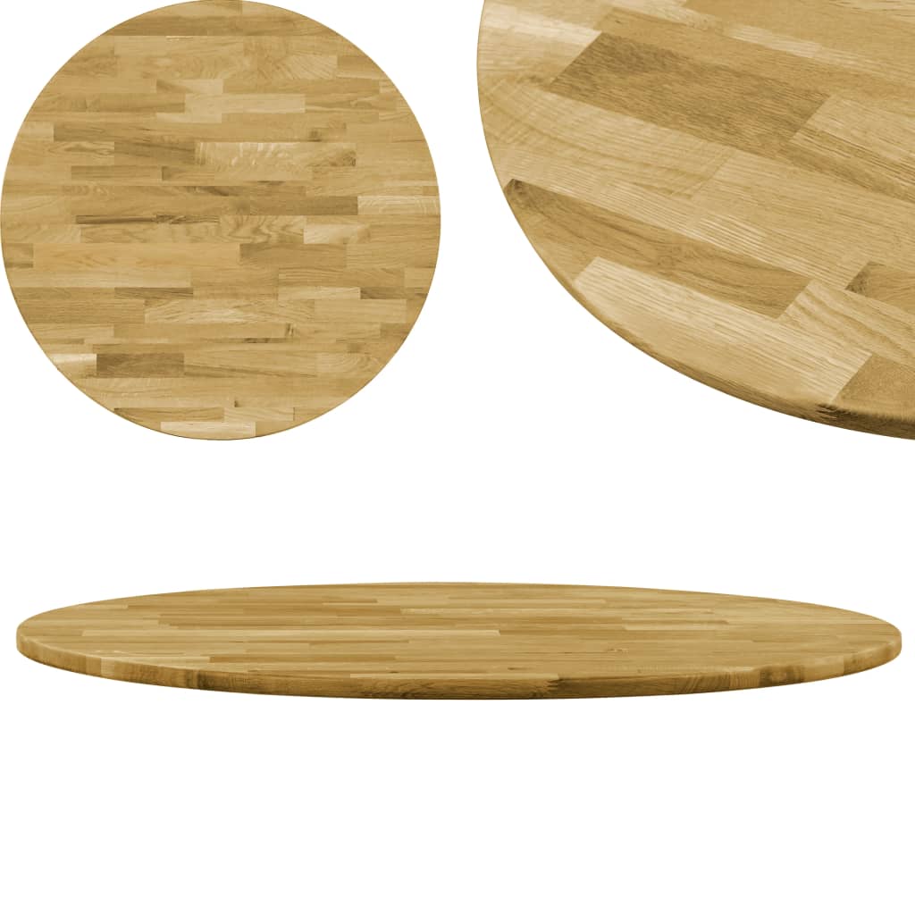 Solid Oak Wood Round Tabletop, 23mm Thick, 700mm Diameter