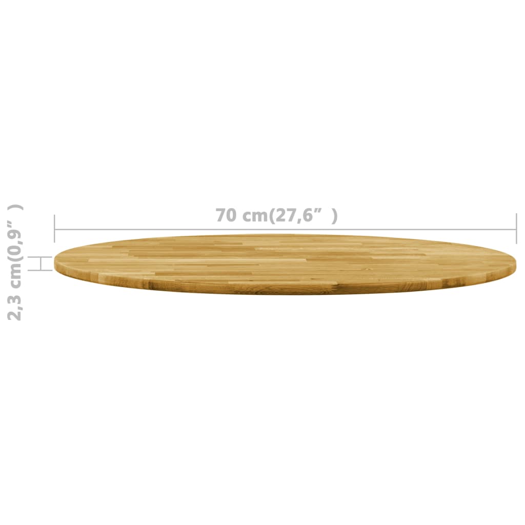 Solid Oak Wood Round Tabletop, 23mm Thick, 700mm Diameter