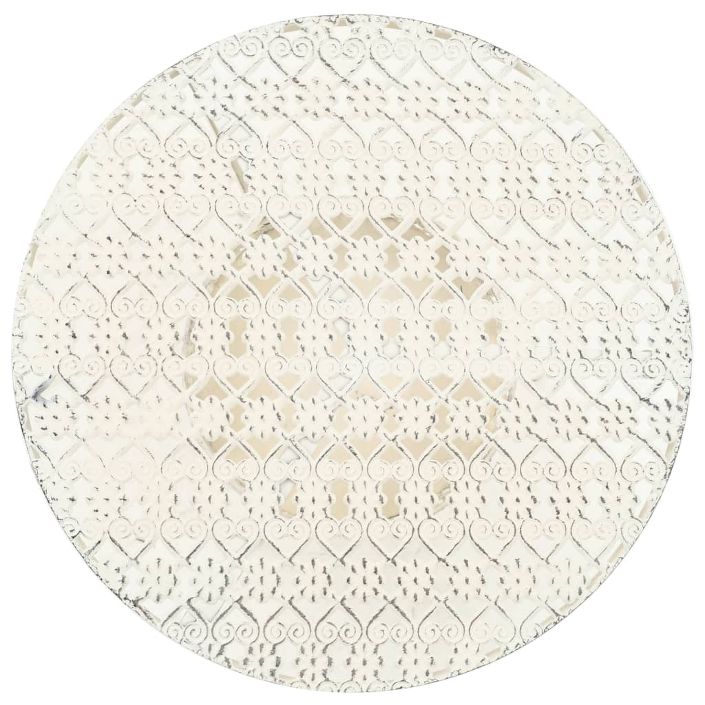 Vintage-Style Round Bistro Table - White Metal, 40x70 cm