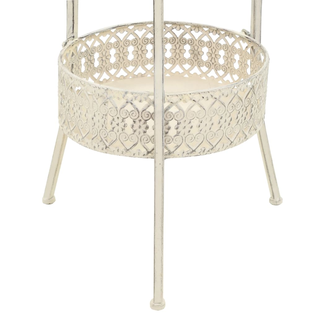 Vintage-Style Round Bistro Table - White Metal, 40x70 cm