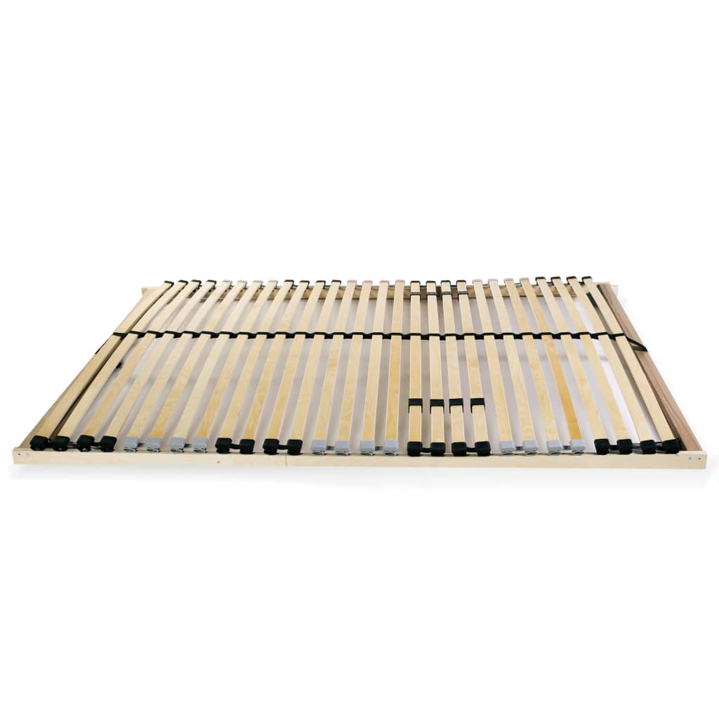 7-Zone Slatted Bed Base, 28 Slats, 140x200 cm, Wood Finish