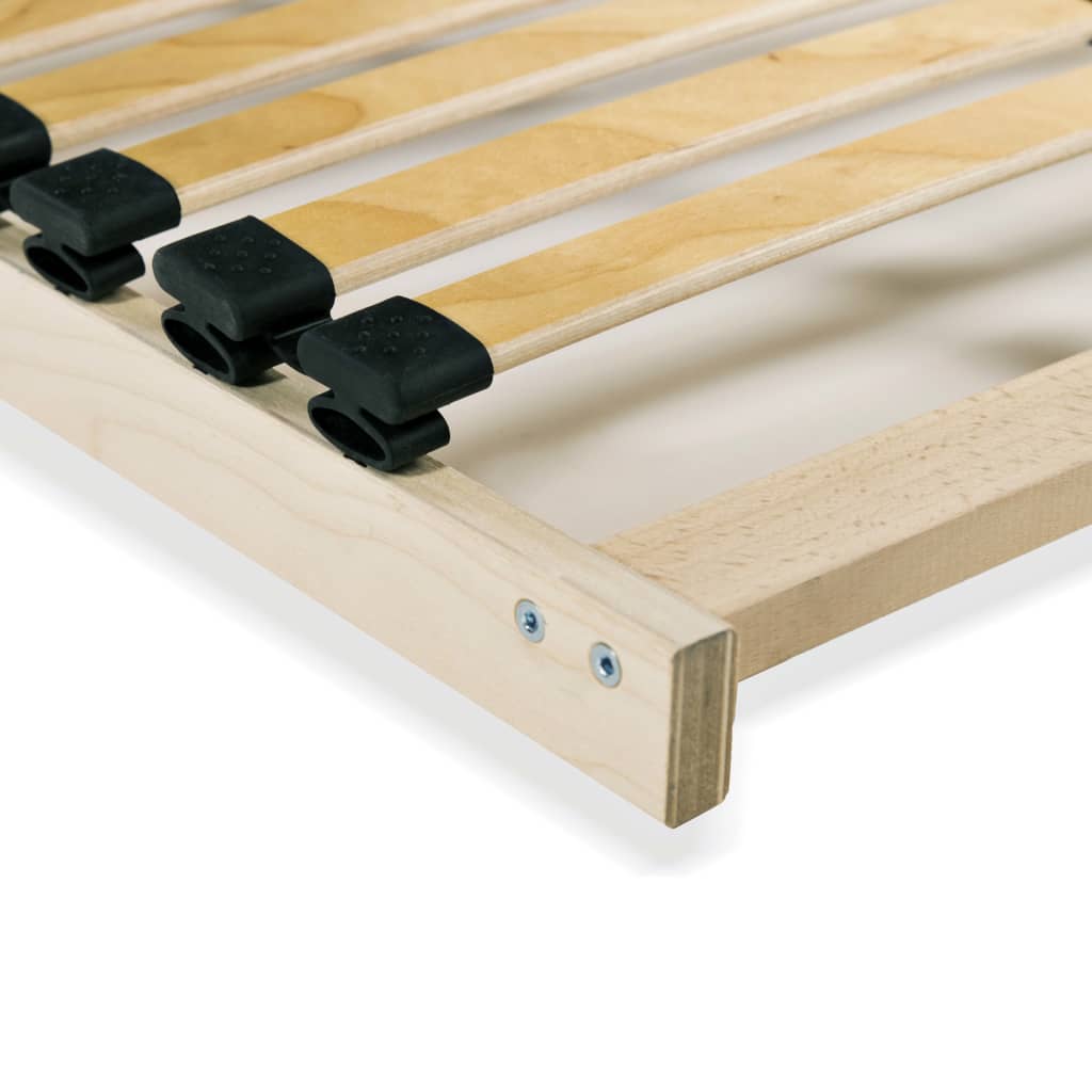7-Zone Slatted Bed Base, 28 Slats, 140x200 cm, Wood Finish