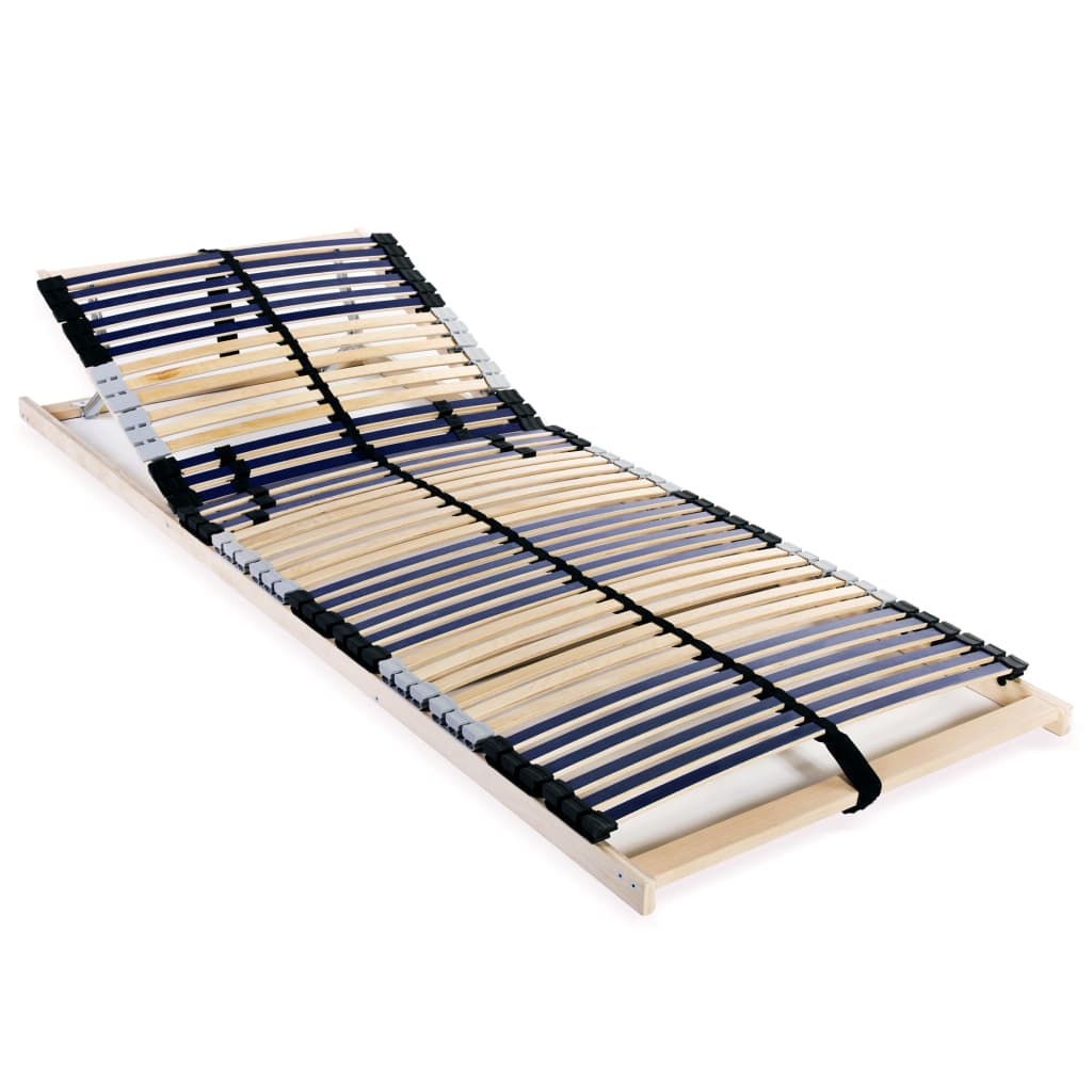 7 Zone Slatted Bed Base, 42 Slats, 70x200 cm, Durable Wood