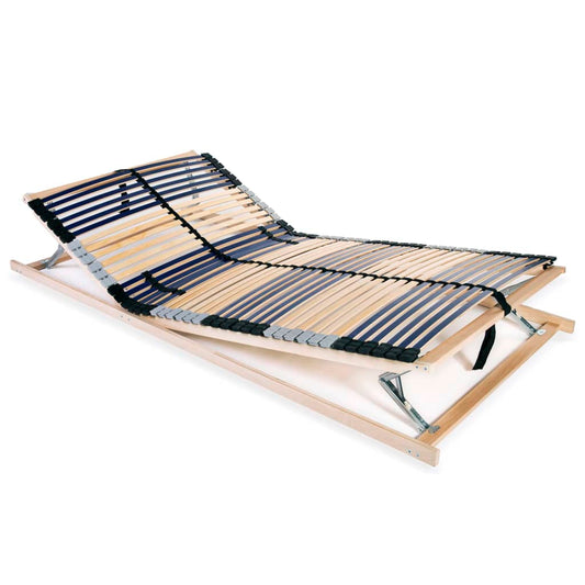 7-Zone Wooden Slatted Bed Base 120x200 cm - 42 Slats, No Mattress
