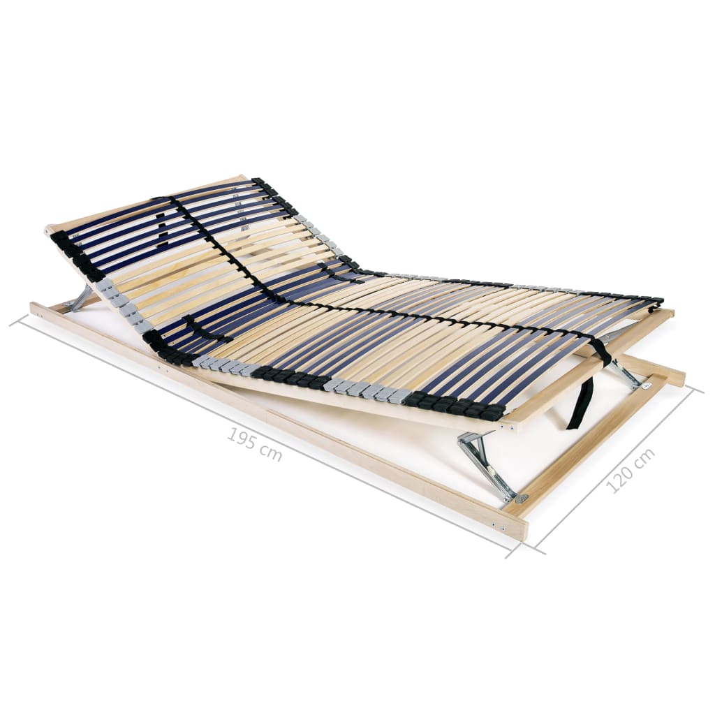 7-Zone Wooden Slatted Bed Base 120x200 cm - 42 Slats, No Mattress