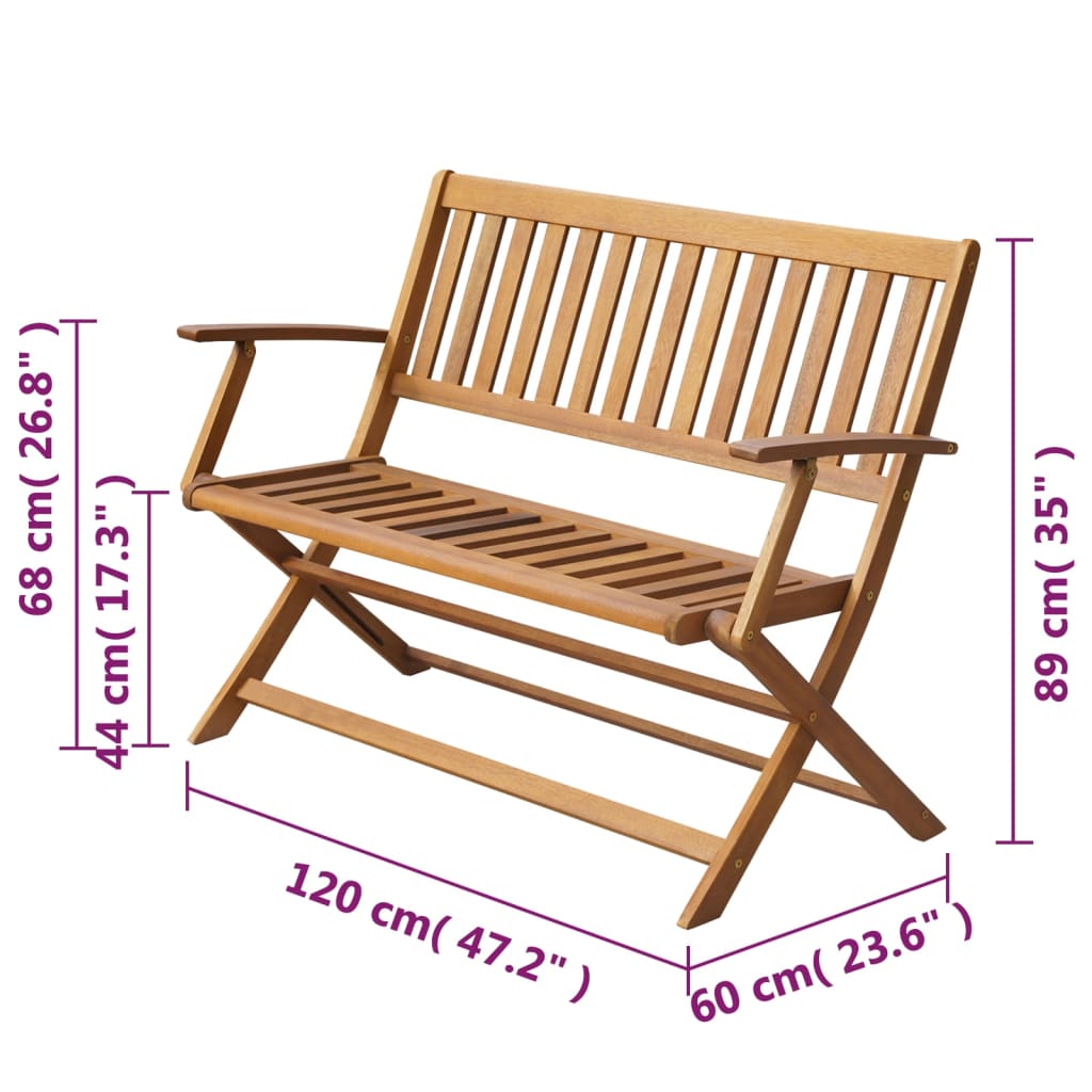 Elegant 120 cm Solid Acacia Wood Garden Bench - Natural Finish
