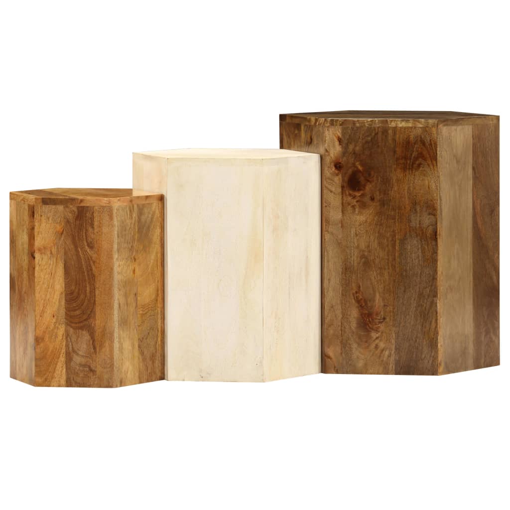 Coffee Table Set 3 Pieces Solid Mango Wood