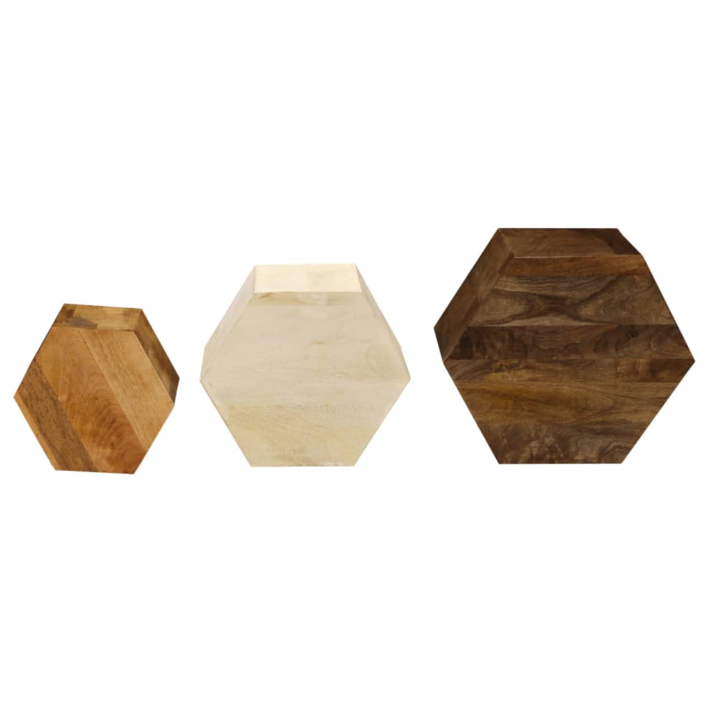 Coffee Table Set 3 Pieces Solid Mango Wood