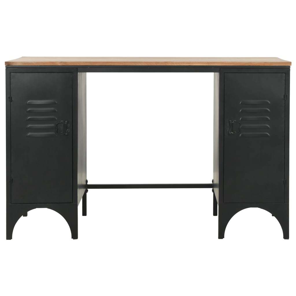 Solid Firwood & Steel Double Pedestal Desk 120x50x76 cm