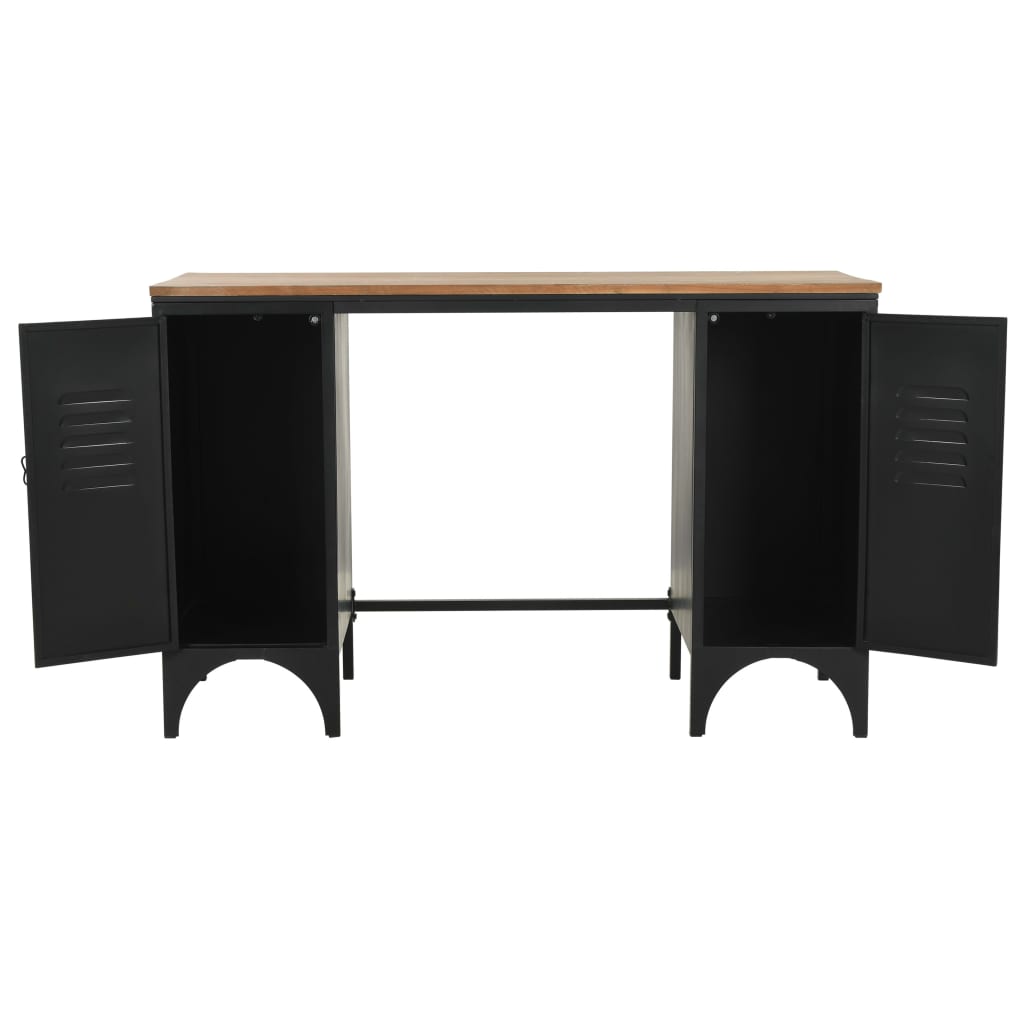 Solid Firwood & Steel Double Pedestal Desk 120x50x76 cm