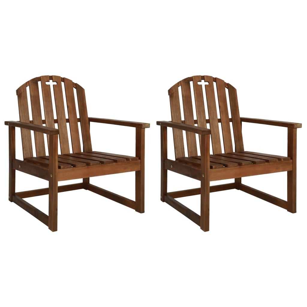 Solid Acacia Wood Garden Sofa Chairs, Set of 2 Outdoor Seating