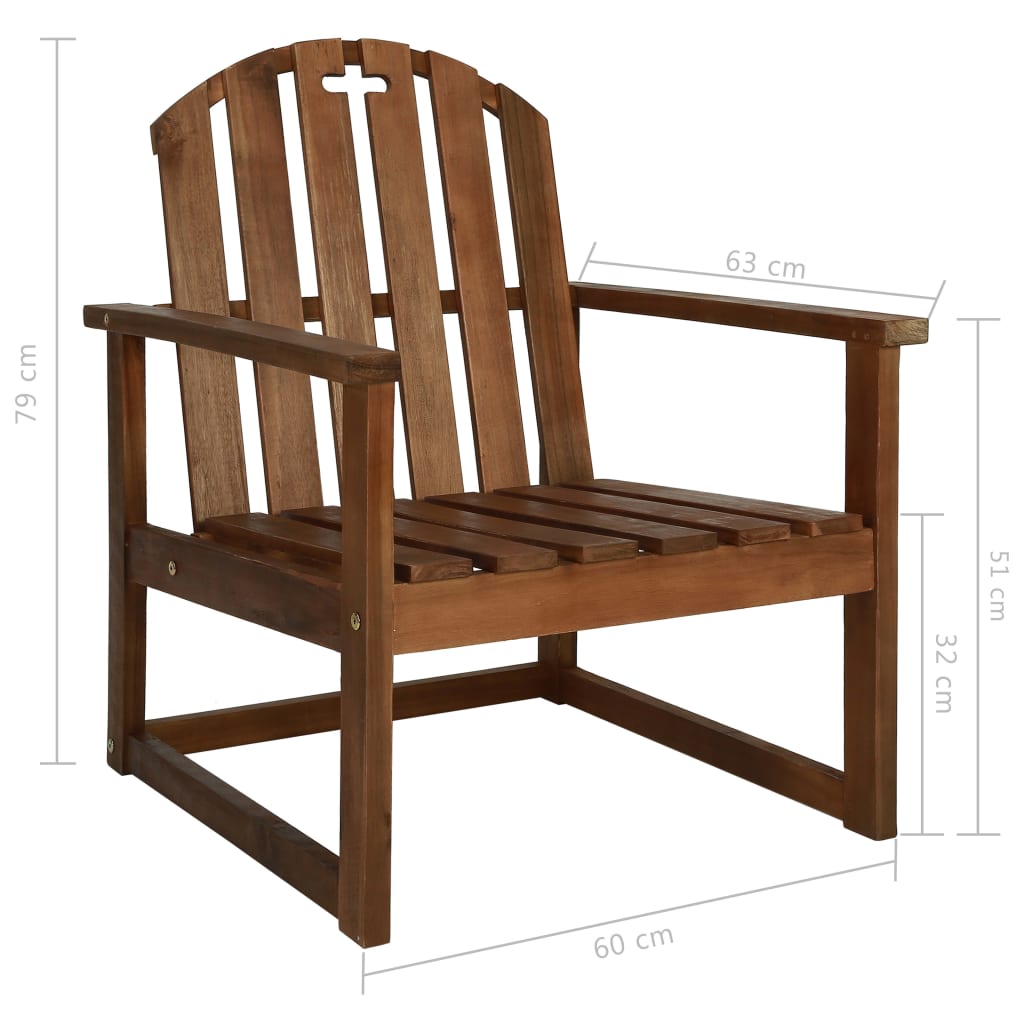 Solid Acacia Wood Garden Sofa Chairs, Set of 2 Outdoor Seating