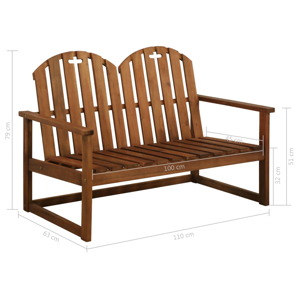 Stylish 110cm Garden Bench in Solid Acacia Wood