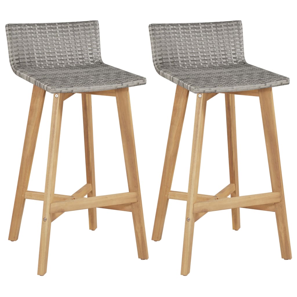 Solid Acacia Wood Bar Chairs Set of 2 - Elegant & Durable Design
