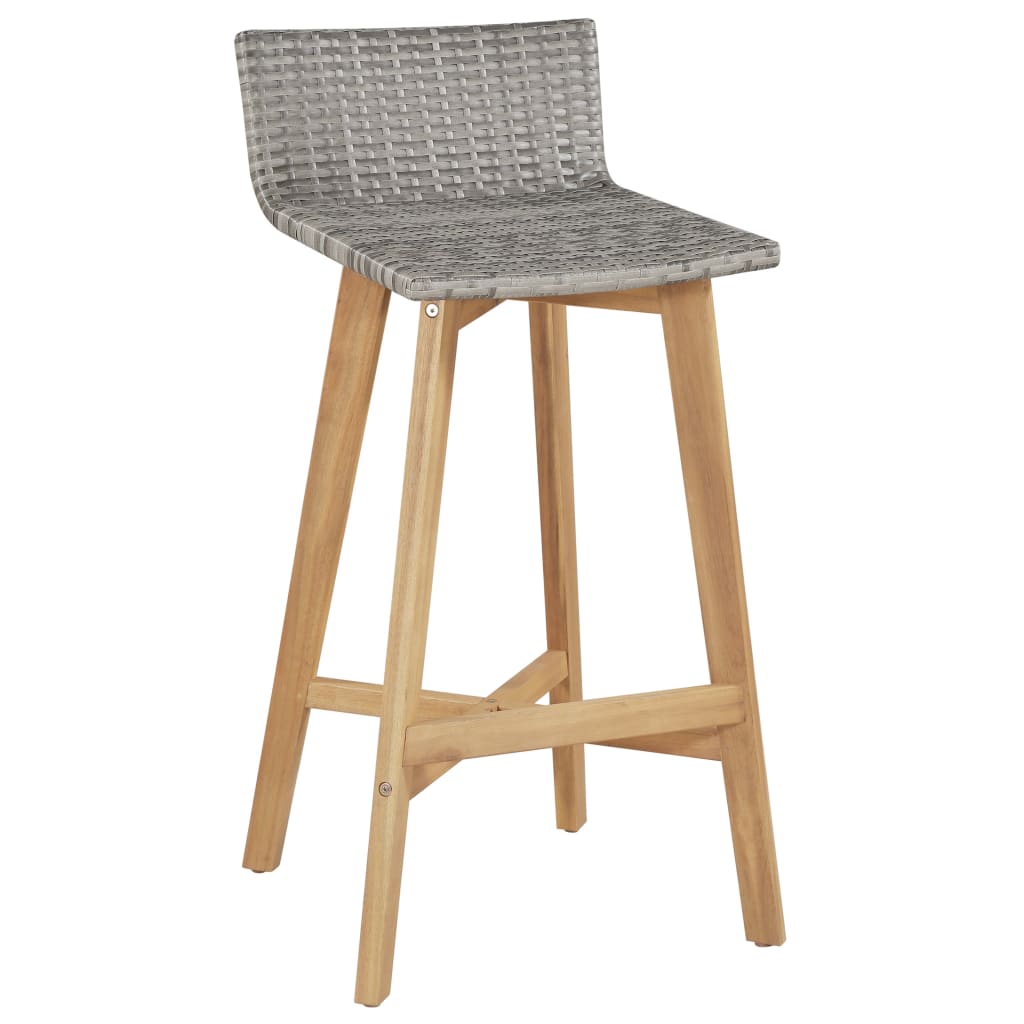 Solid Acacia Wood Bar Chairs Set of 2 - Elegant & Durable Design