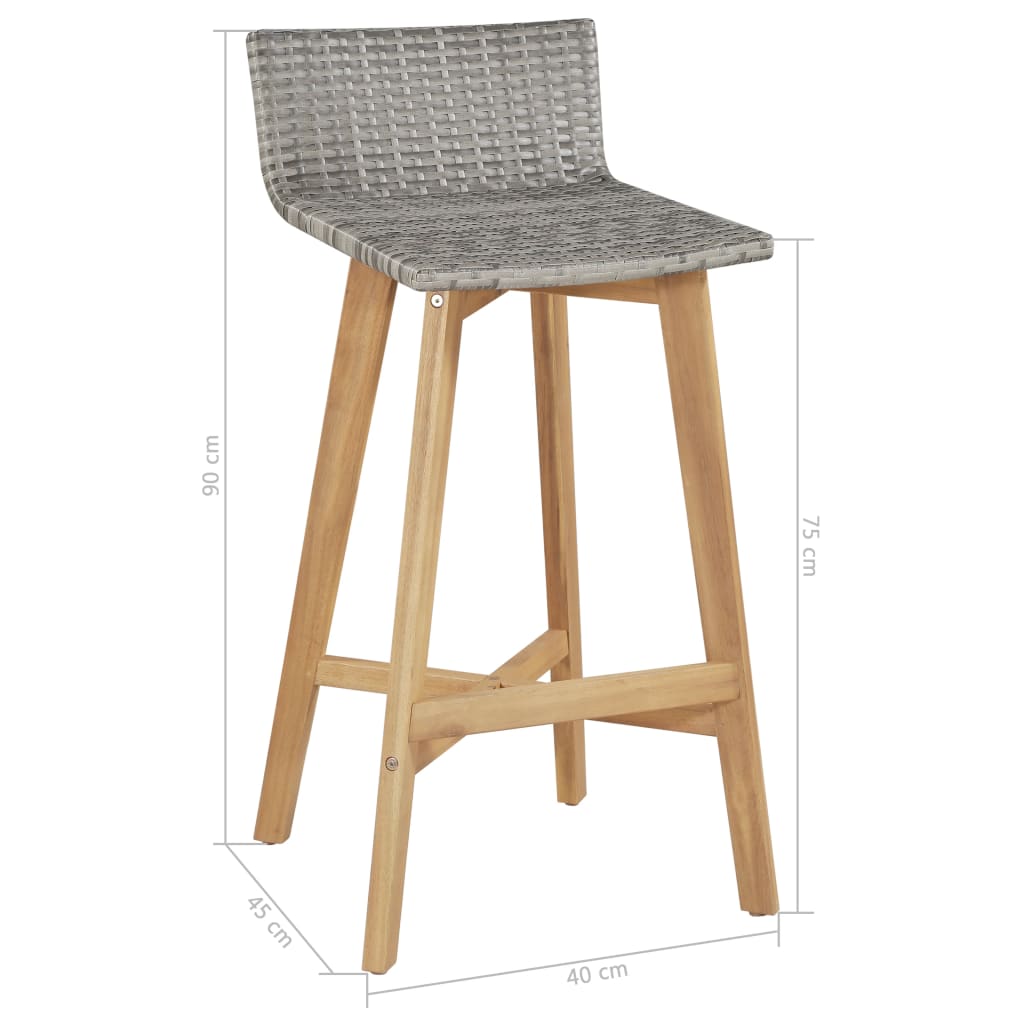 Solid Acacia Wood Bar Chairs Set of 2 - Elegant & Durable Design