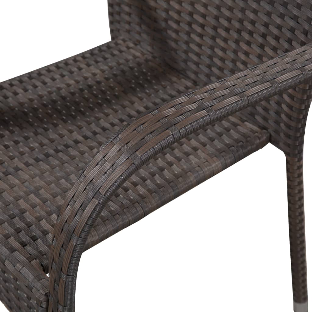 Brown Poly Rattan Stackable Outdoor Chairs - Set of 2