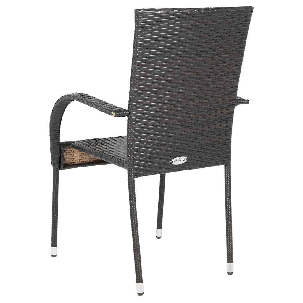 Brown Poly Rattan Stackable Outdoor Chairs - Set of 2