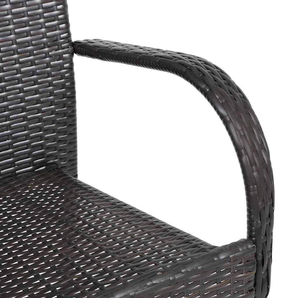 Brown Poly Rattan Stackable Outdoor Chairs - Set of 2