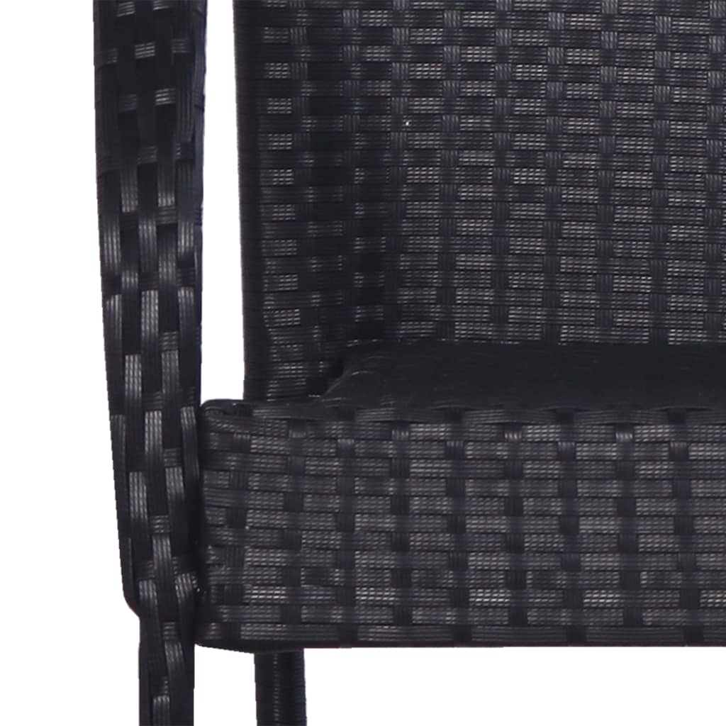 Set of 2 Black Poly Rattan Stackable Outdoor Chairs