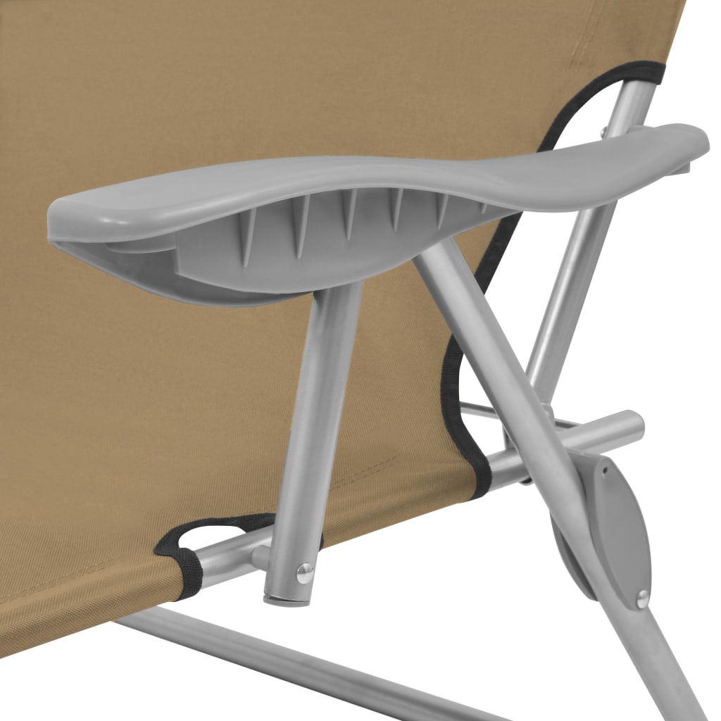 Taupe Steel Folding Sun Lounger with Canopy - Relax in Style
