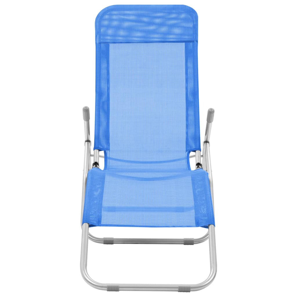 2-Piece Blue Textilene Folding Sun Loungers - Durable & Stylish