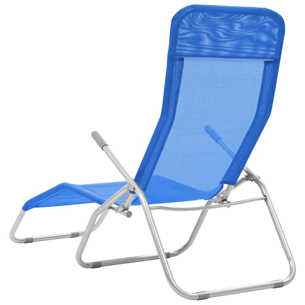 2-Piece Blue Textilene Folding Sun Loungers - Durable & Stylish