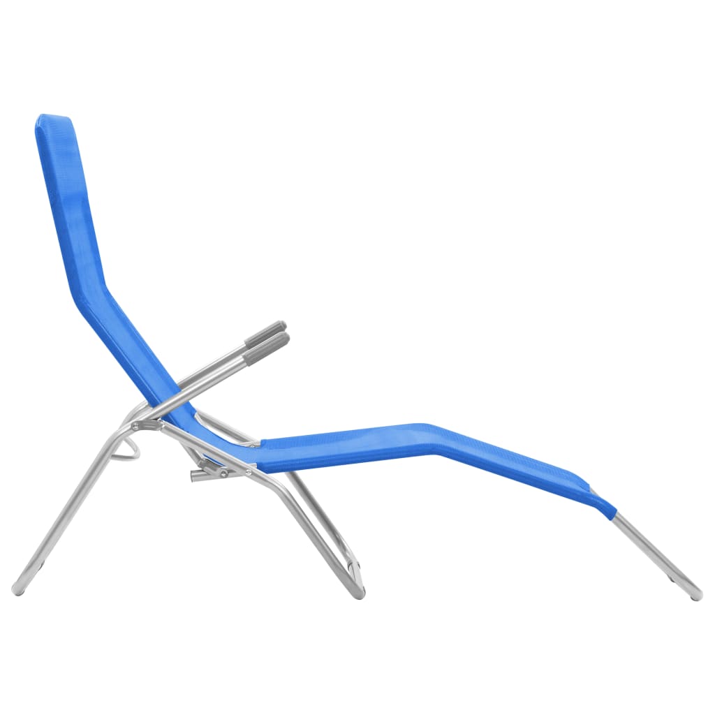 2-Piece Blue Textilene Folding Sun Loungers - Durable & Stylish