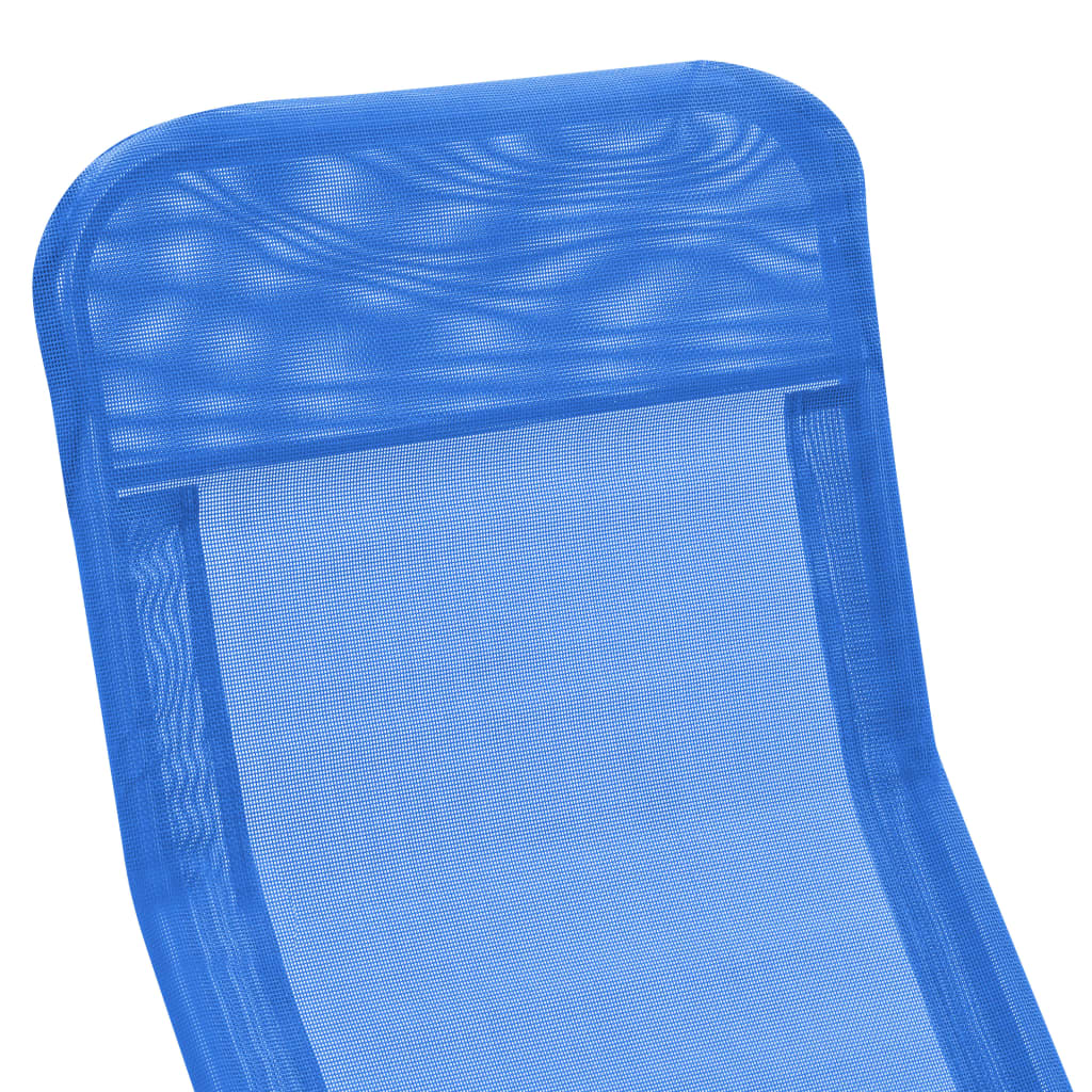 2-Piece Blue Textilene Folding Sun Loungers - Durable & Stylish
