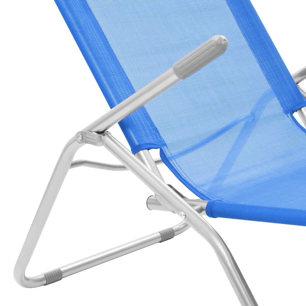 2-Piece Blue Textilene Folding Sun Loungers - Durable & Stylish