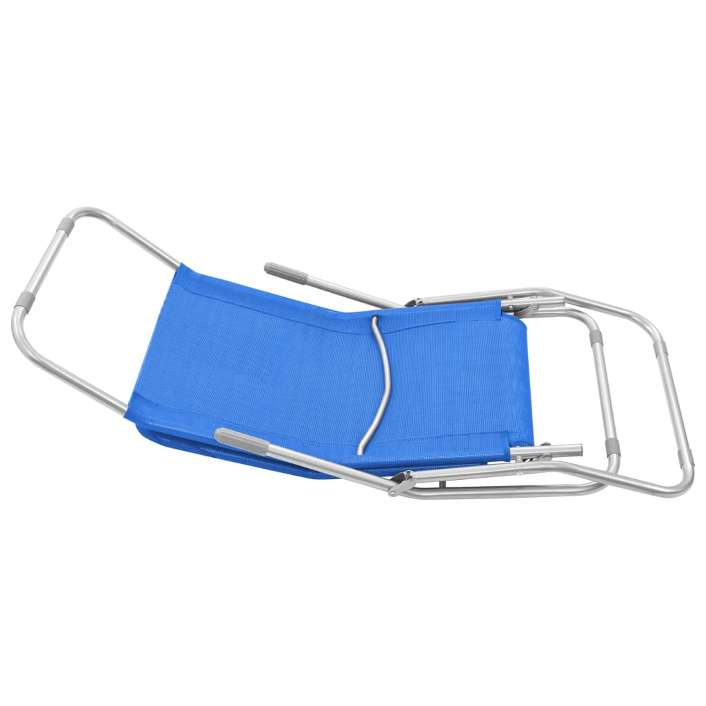 2-Piece Blue Textilene Folding Sun Loungers - Durable & Stylish