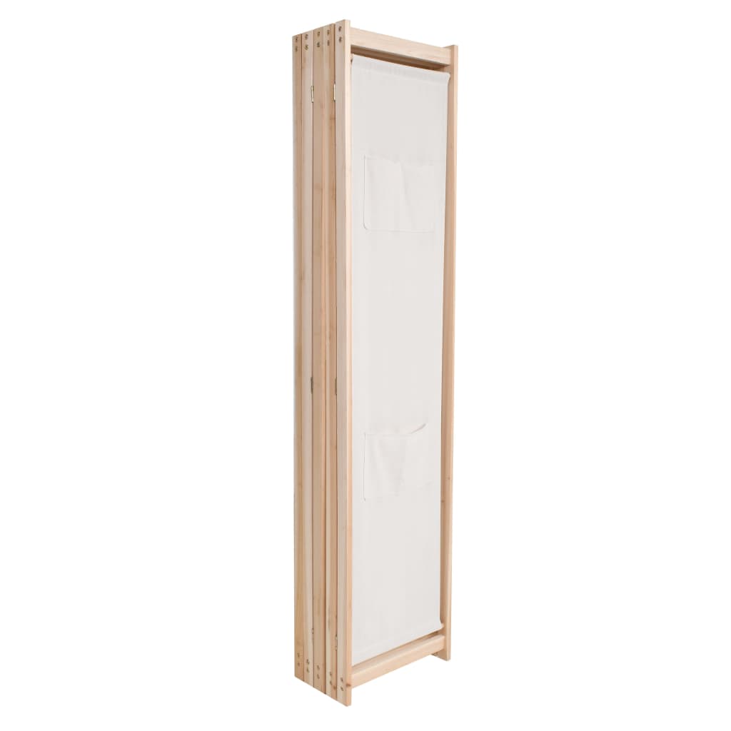 Cream Fabric 5-Panel Room Divider - 200x170 cm Decor Solution
