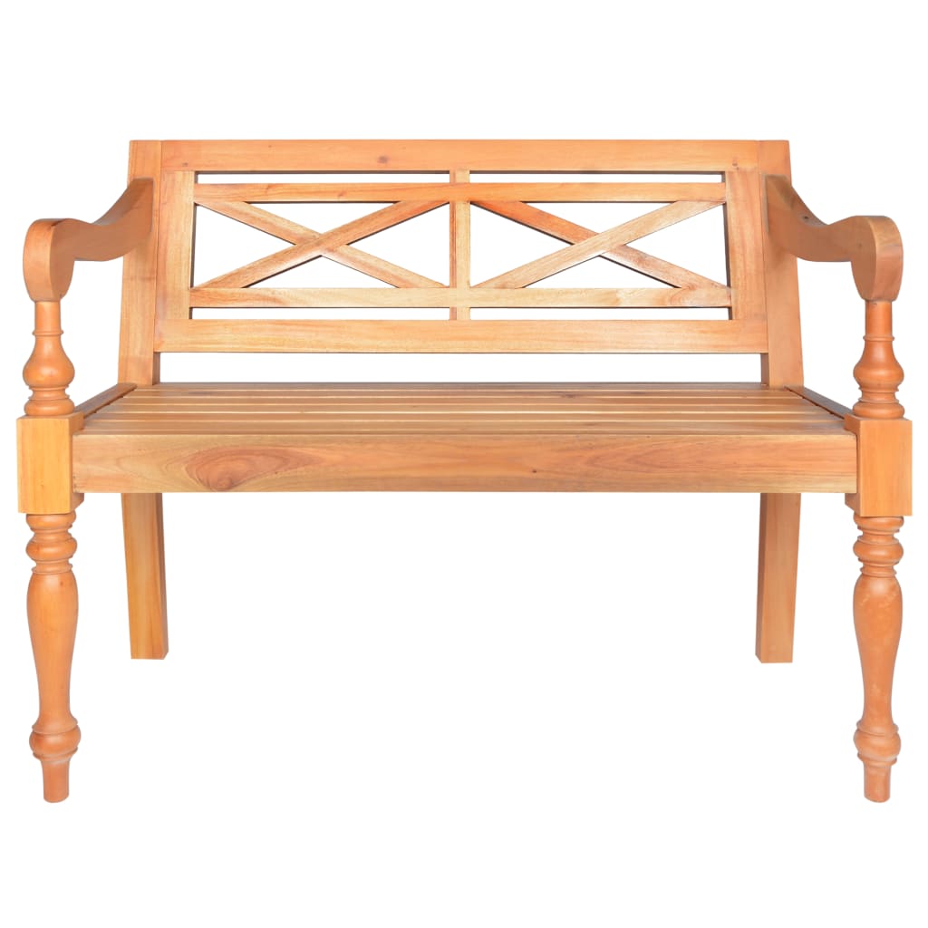 Solid Mahogany Batavia Bench, 98 cm - Light Brown Finish