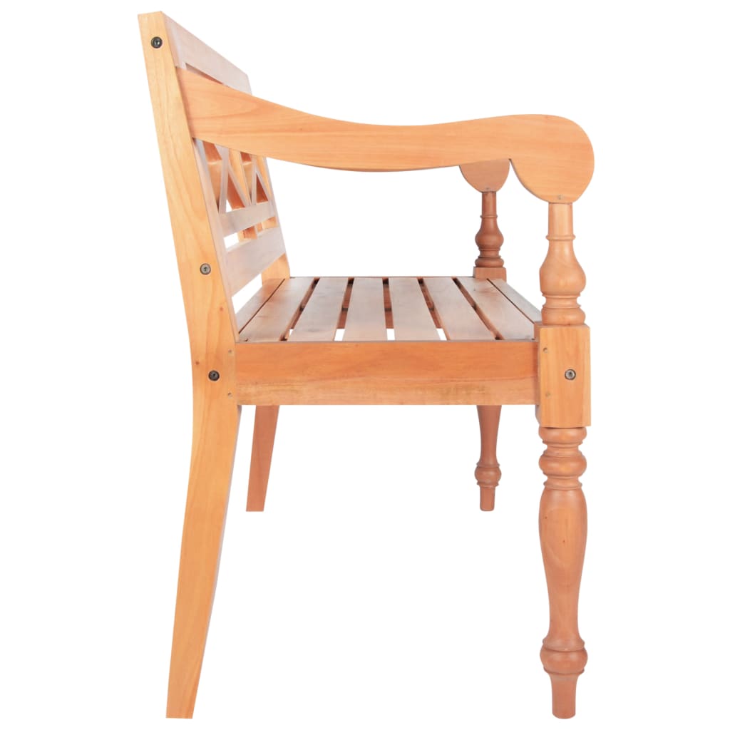 Solid Mahogany Batavia Bench, 98 cm - Light Brown Finish