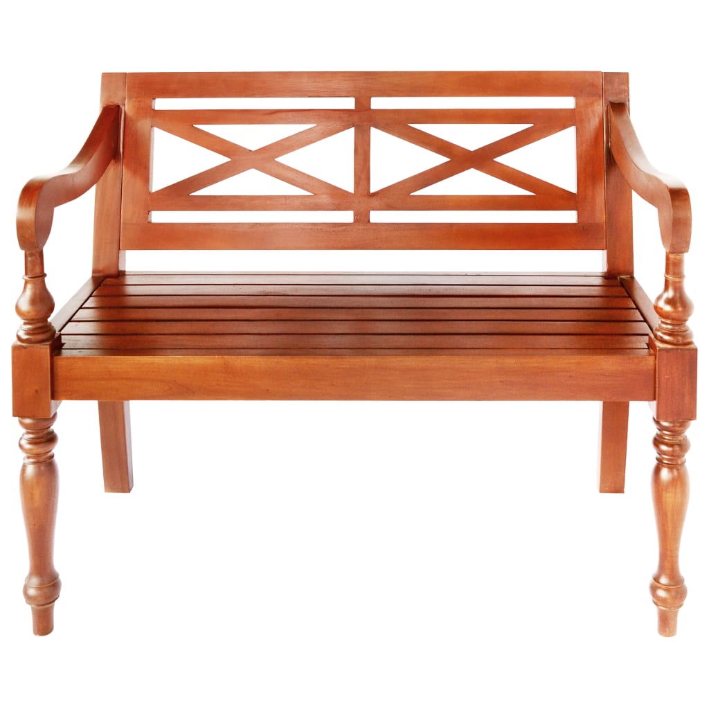 Solid Mahogany Batavia Bench - 98cm, Dark Brown Finish