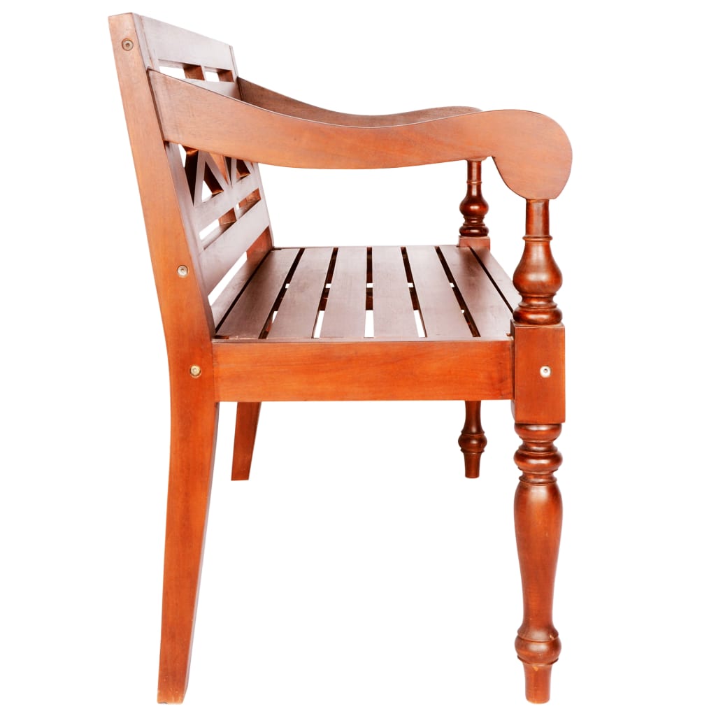 Solid Mahogany Batavia Bench - 98cm, Dark Brown Finish
