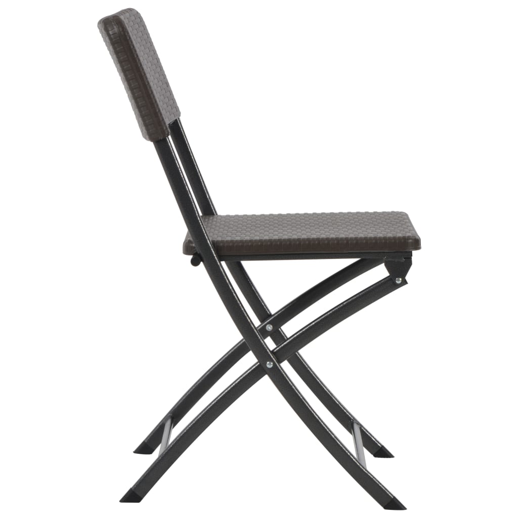 Brown Folding Garden Chairs 2 pcs - HDPE & Steel Durability