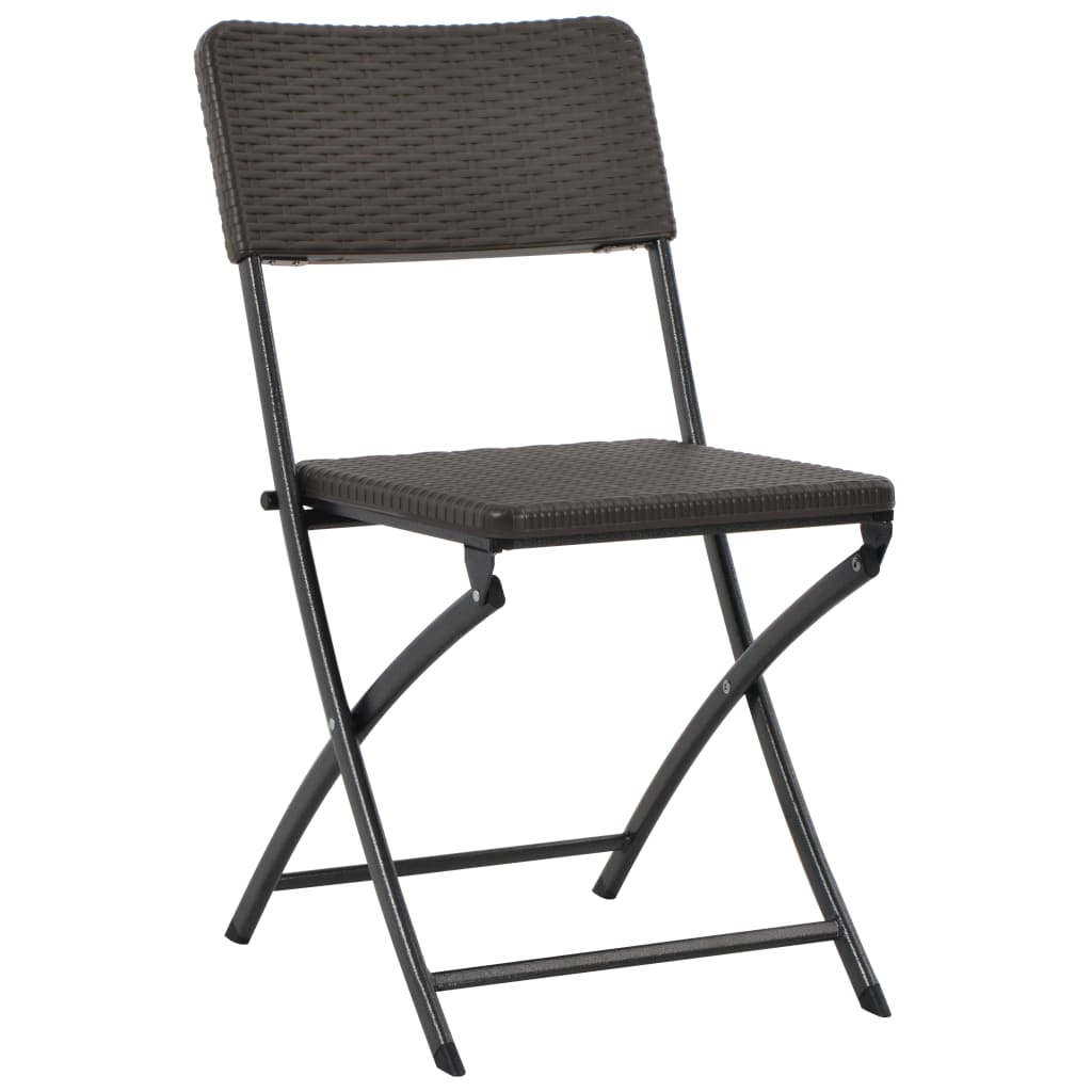 4-Piece Brown Folding Garden Chairs, HDPE & Steel Durable Design