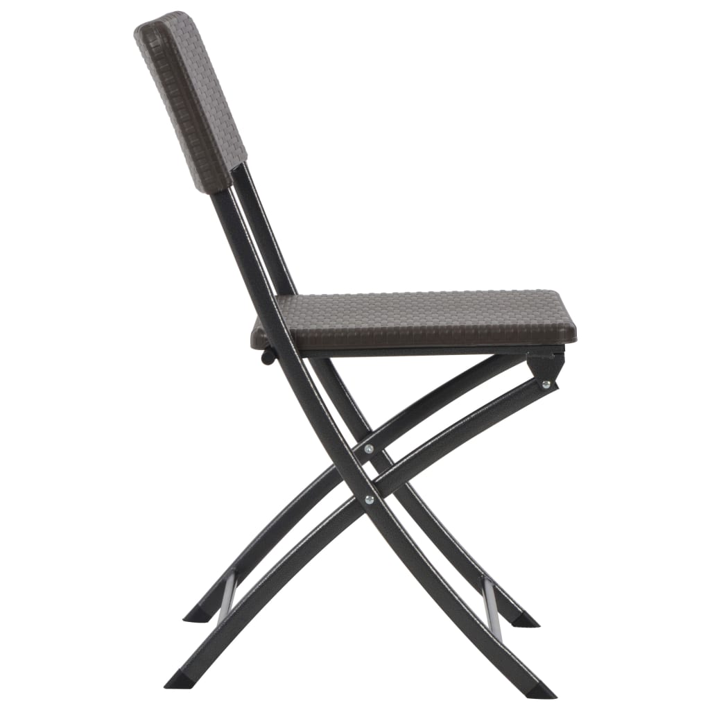 4-Piece Brown Folding Garden Chairs, HDPE & Steel Durable Design