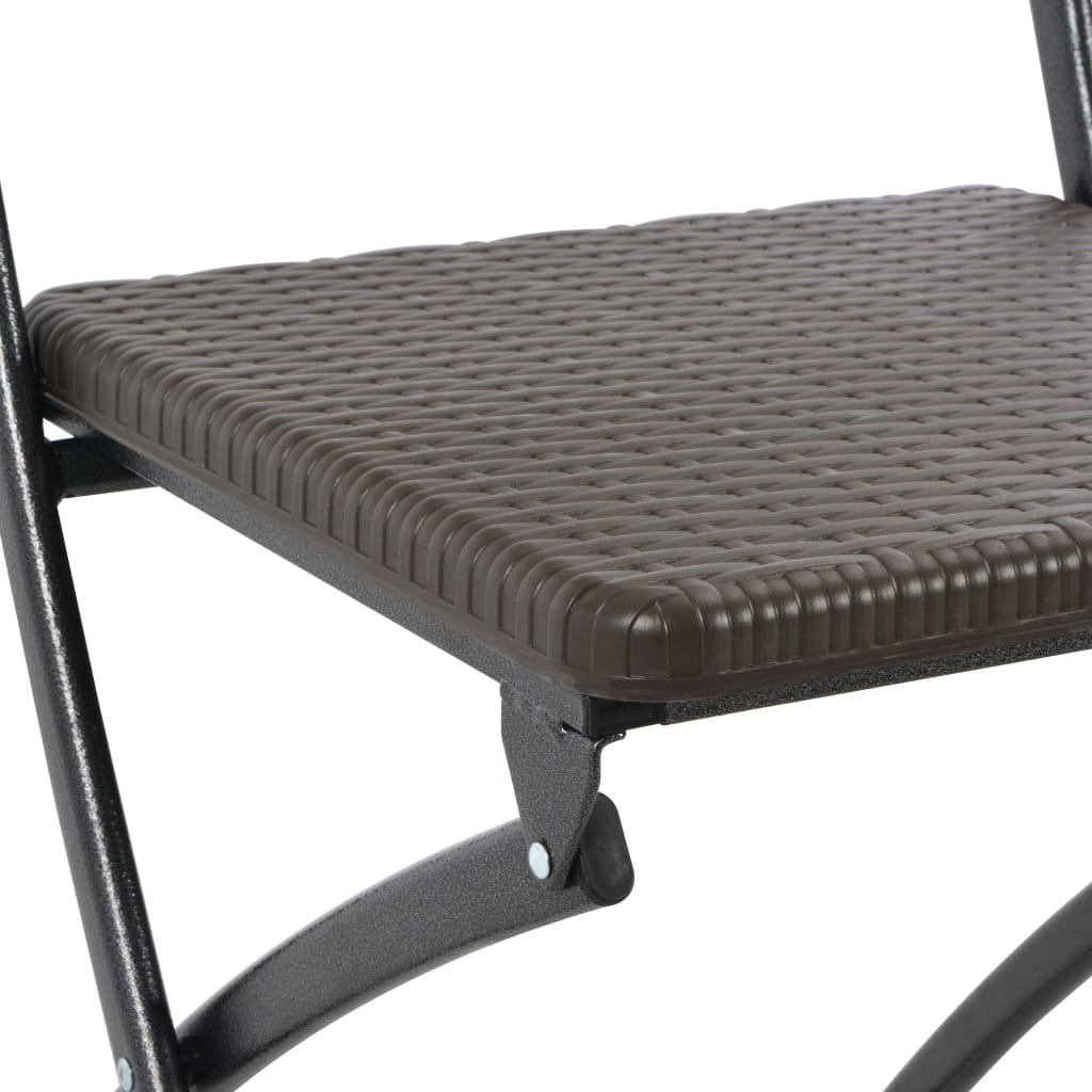 4-Piece Brown Folding Garden Chairs, HDPE & Steel Durable Design