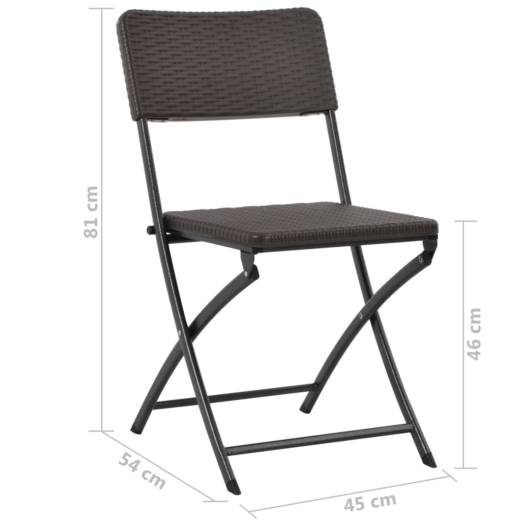 4-Piece Brown Folding Garden Chairs, HDPE & Steel Durable Design