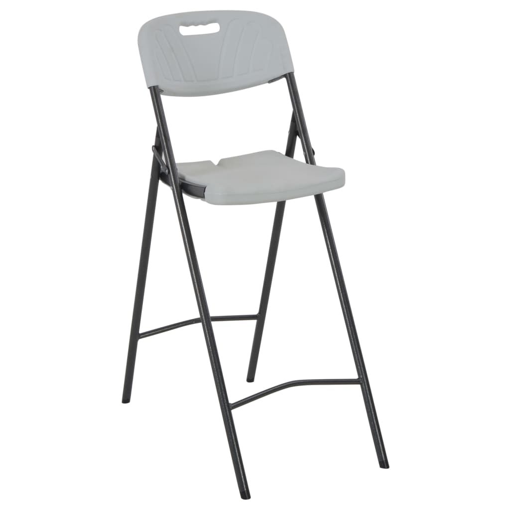 White HDPE & Steel Folding Bar Chairs - Set of 2