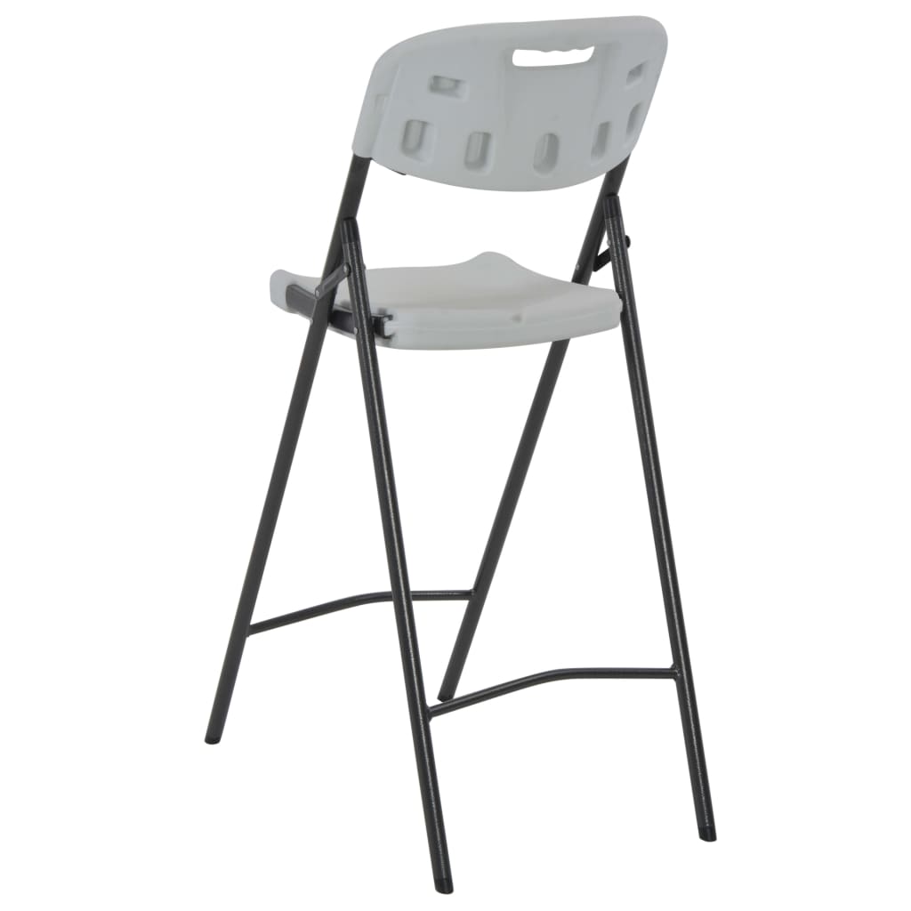 White HDPE & Steel Folding Bar Chairs - Set of 2